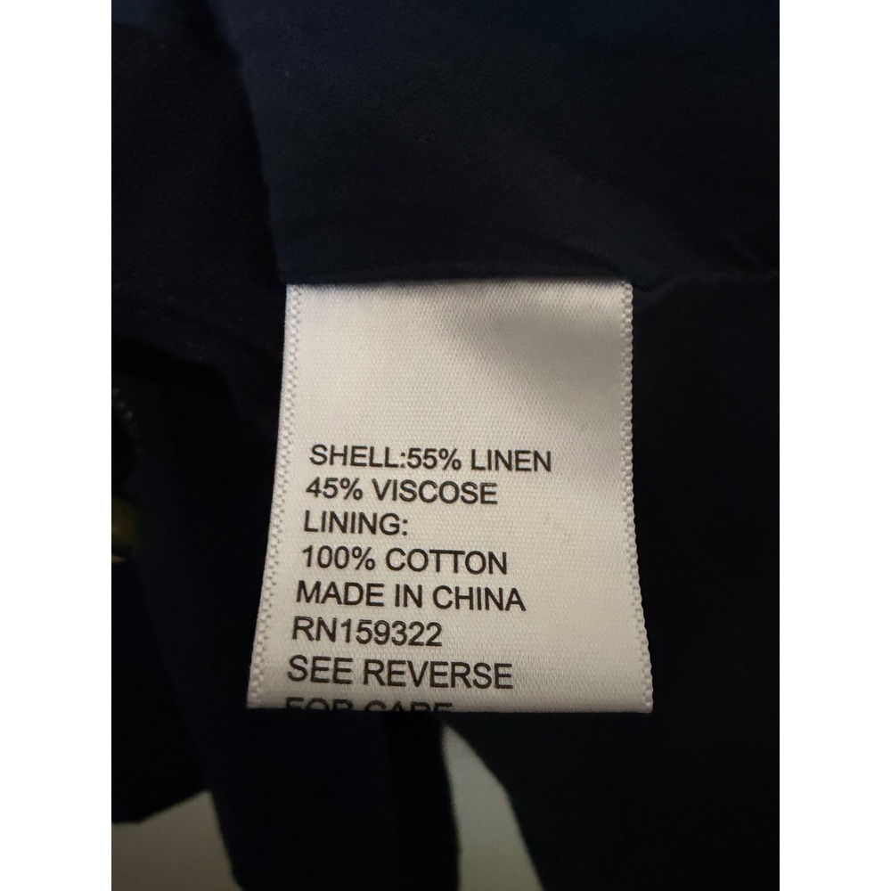 Central Park West Navy Blue Linen Blend Halter Button Front Midi Dress Sz XS - Picture 5 of 14